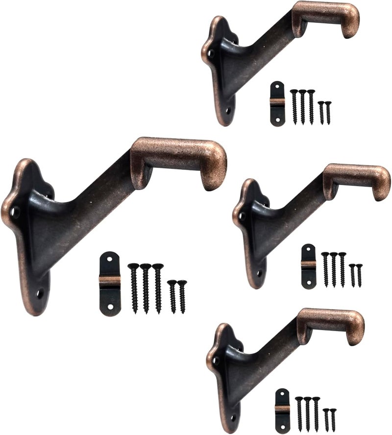 QCAA HandRail Brackets, 3", Zinc Die Cast, Aged Bronze, 4 Pack, Made in Taiwan - Image 1
